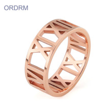 Ladies Stainless Steel Rose Gold Roman Numeral Ring