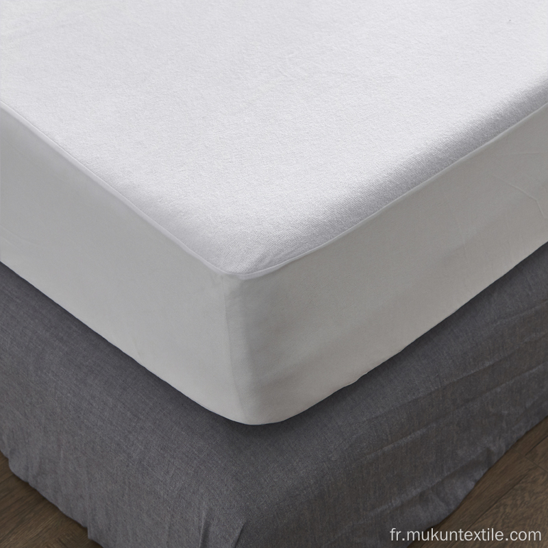 Coton blanc Terry Terry Mattress Protector Cover