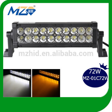 72W dual color' Led Light bar ,White & Amber color changeable led light ,yellow led fog light,