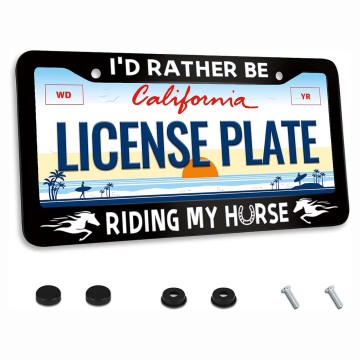 I'd Rather Be Riding My Horse License Plate Frame - Rustproof License Plate Set