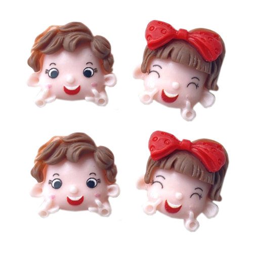 Kawaii Resin Girl Boy Head Charms Flat Back Cabochon Beads Παιδικά Αξεσουάρ Μαλλιών Χειροποίητες τσάντες Παπούτσια Μπρελόκ