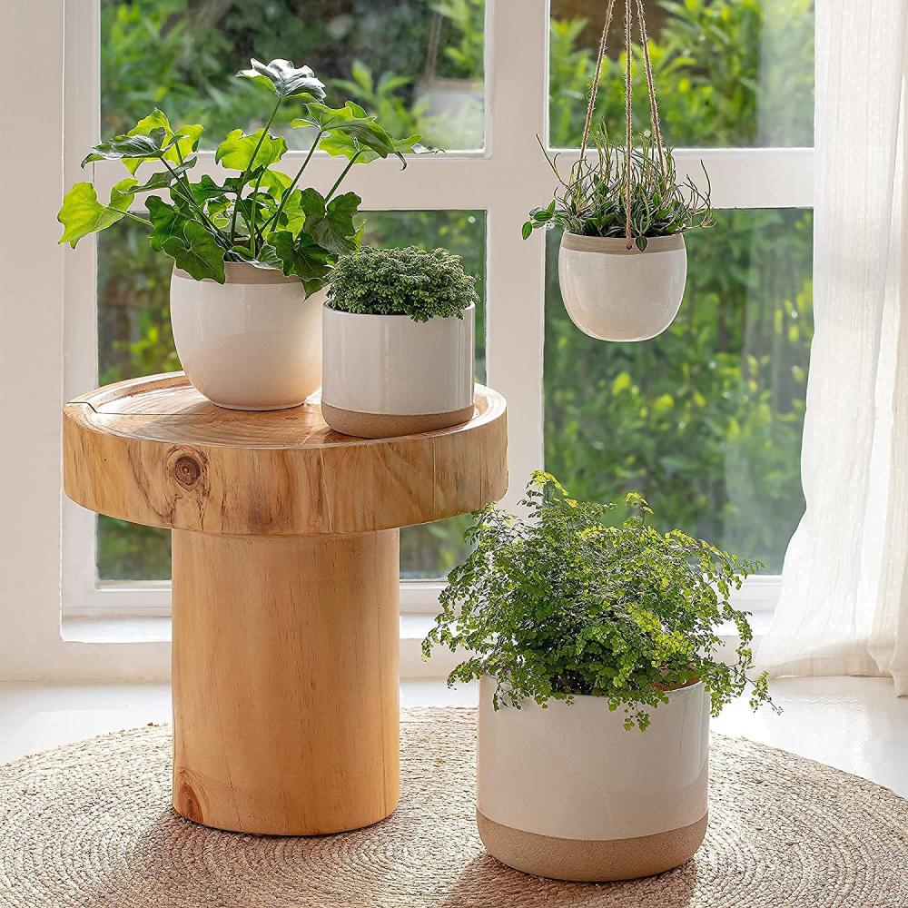 Beige keramische bloemcontainers