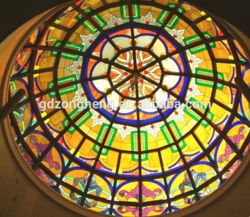 Stained glass interior ceiling domes Antique Stained Glass Skylight Cathedral Safety Digital Printed Glass price