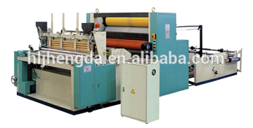 Full- automatic trimming spray adhesive sealing embossing punch rewinding kitchen towel machine