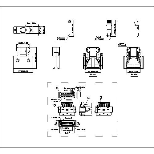 1.27mm Series 26P Hood Straight Exit Split With Solder Connector Molded Ribbon Type HPPCS02CNS-26XXX