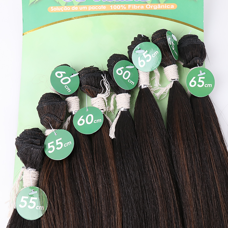 Top Quality Bone Straight  Piano Color Yaki Bouncy Curly Hand Tied Weft Hair Extension Bundles Weavons Synthetic Hair Weft