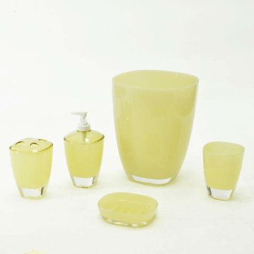 Eye Catching Plastic Bright Yellow Colored Bathroom Accessories