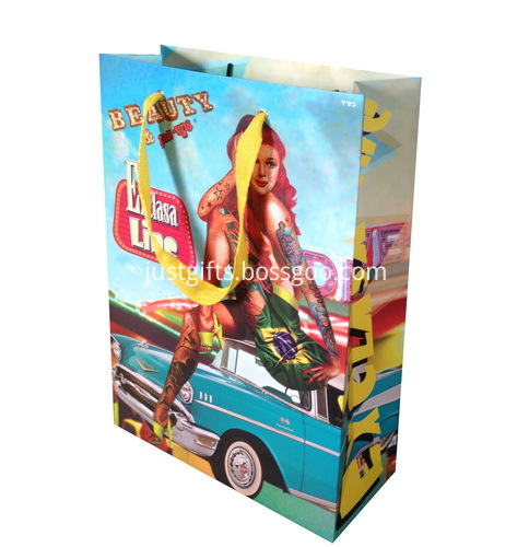 Custom Imprinted CMYK Printed Paper Bags - Ribbon Handles (2)