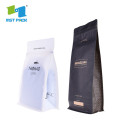 Eco Friendly Kraft Paper Square Flat Coffee Poss med ventil og ziplock