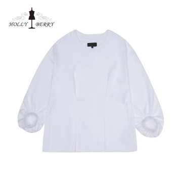 New Fashionable White Basic Model Stylish Blouses Top