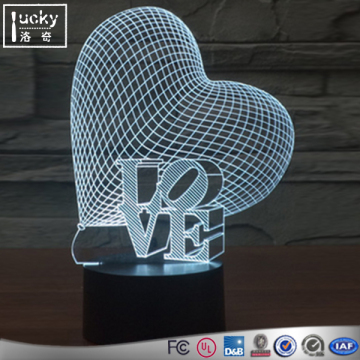 3D Visual LED Table Night Light,Heart shape LOVE 3D Night Light