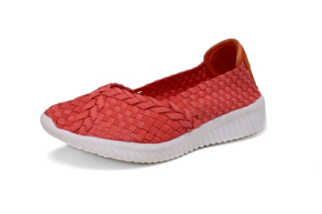 Red Ballet Flats Woven Shoes