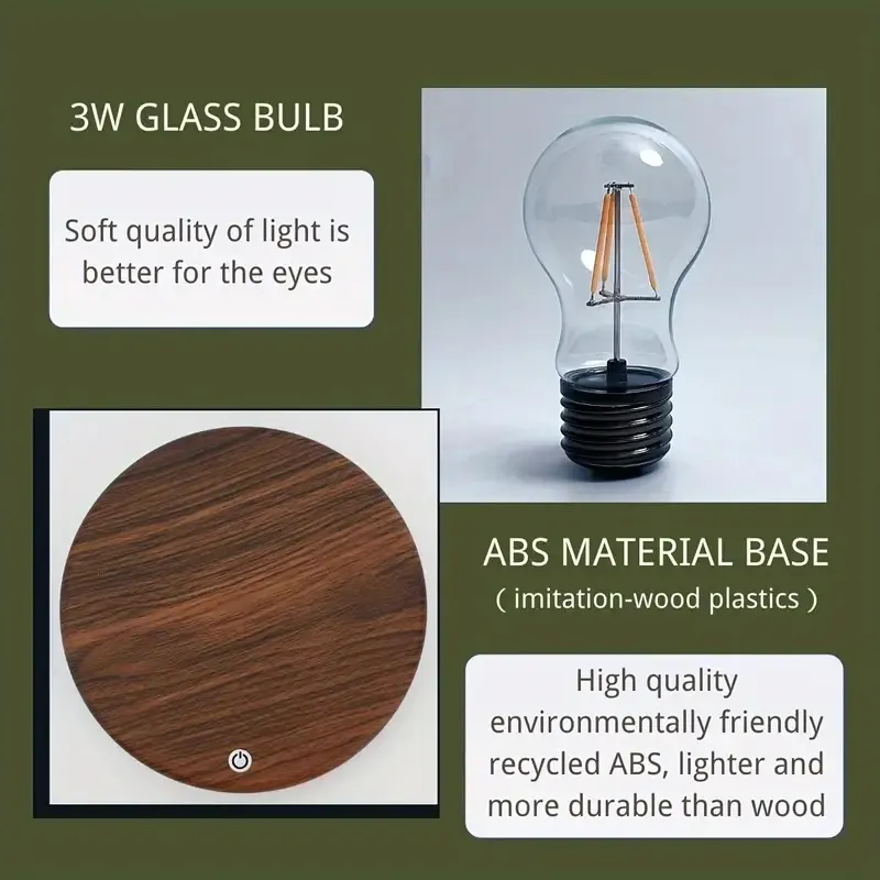 Levitating Light Bulb Table Lamp with Wireless Technology