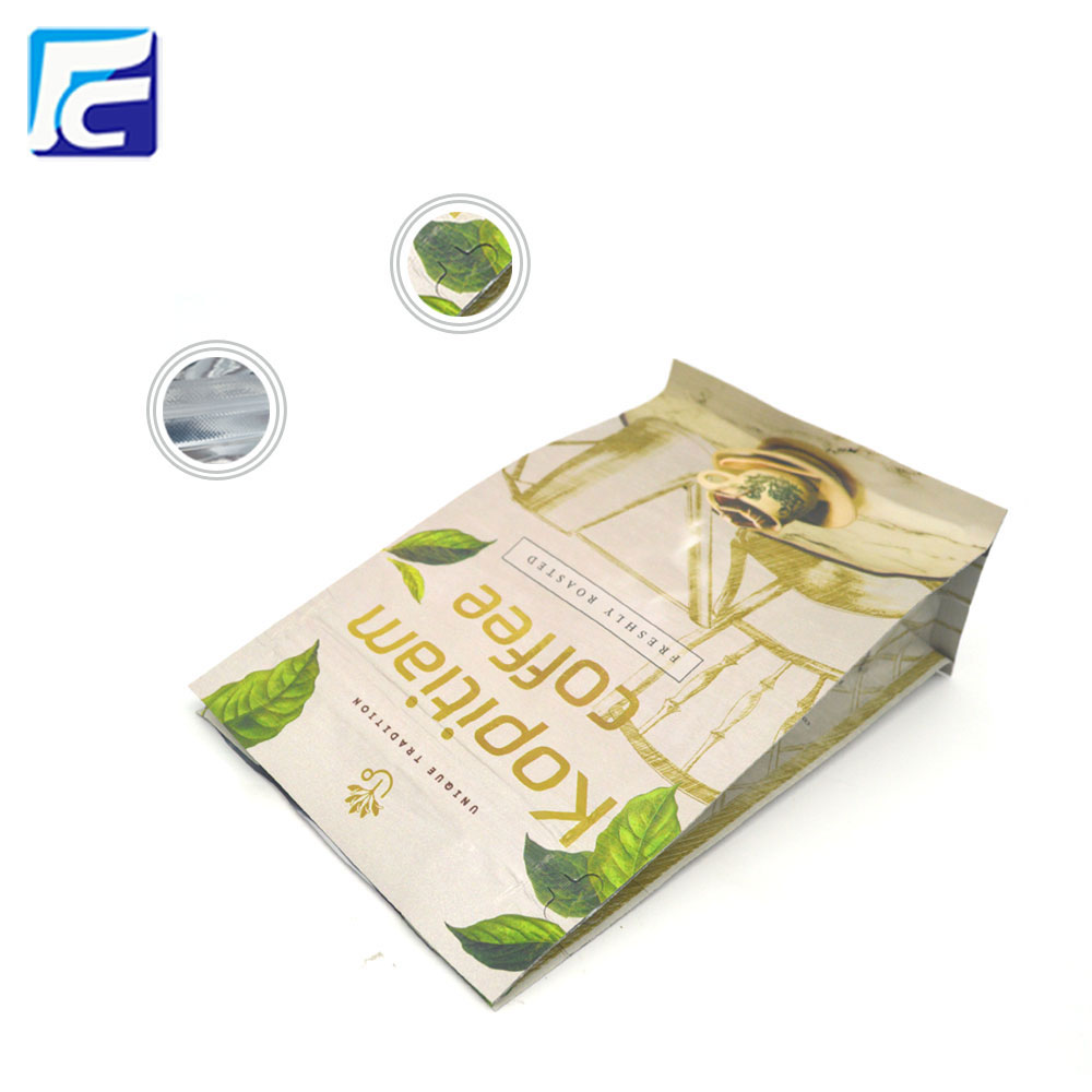 Aluminiumfolie Gusset Flat Bottom Coffee Bags