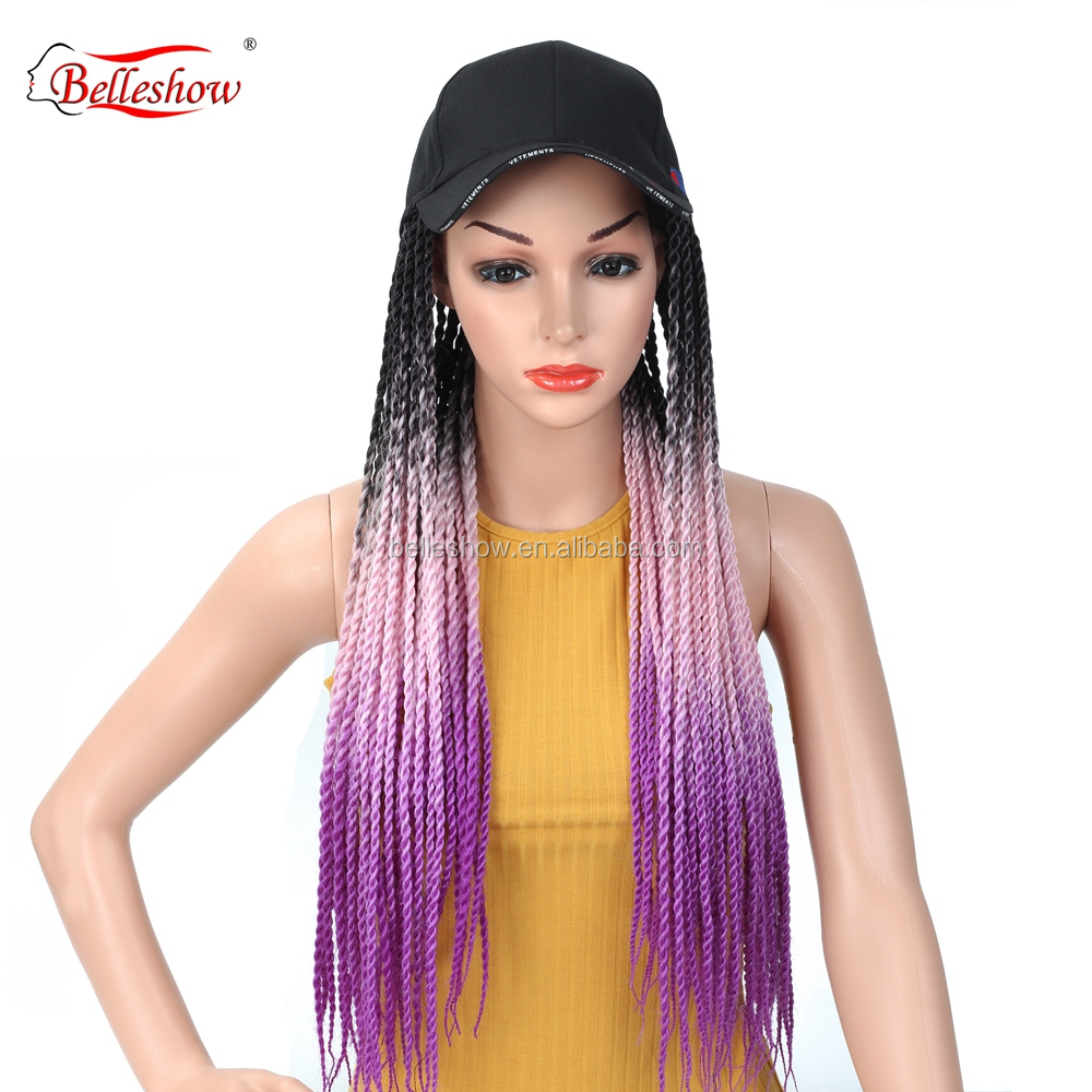 Hot sell 24 inch ombre synthetic braiding hair crochet braid hair ombre senegalese twist hair black basketball hat wig