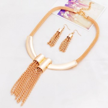 Low Price Necklaces Set Jewelry Noble Gold Tassel Earrings For Women Gifts