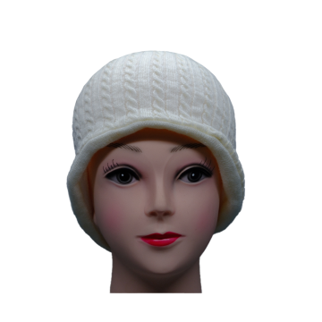 White Cable Knit Cuffed Beanie
