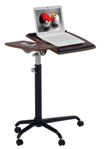 Portable Adjustable Wooden Laptop Stand With Wheels