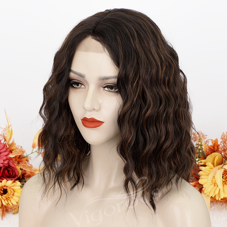 Top Quality Cheap Wholesale Body Wave Mix Middle Part U Lace Frontal Synthetic Fiber Hair For Black Women Lace Front Wig