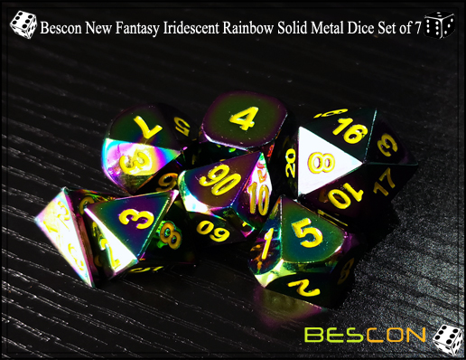 Bescon New Fantasy Iridescent Rainbow Solid Metal Dice Set of 7-4 Bescon New Fantasy Iridescent Rainbow Solid Metal Dice Set of 7-4