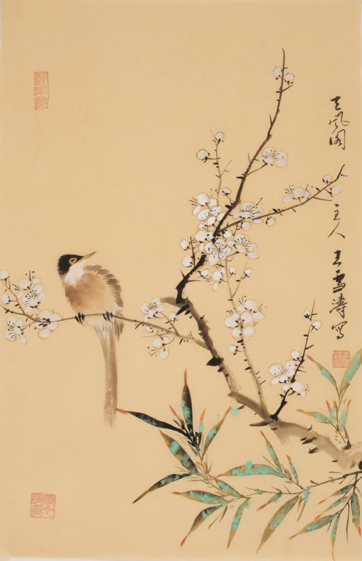 Handmade Natural Scenery Birds Landing on The Branch Flower Chinese Ink Painting Art Decor