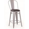 Tolix Bar Metal Chair Almofada macia traseira alta