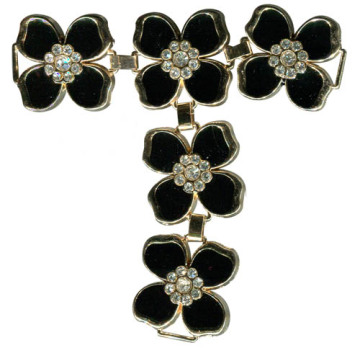 Fashionable Flowers Design Metal Sandal Chain with T-strap