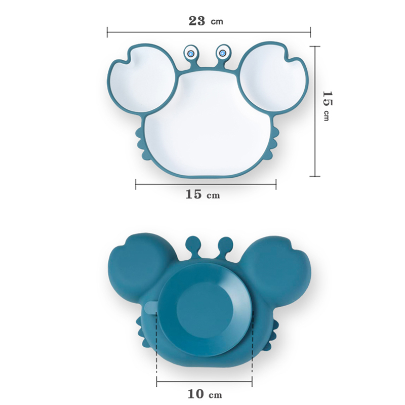 cute feeding set for baby silicon suction plate crab