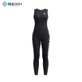 Surf de mujeres sin mangas de la piel de marea Long John Wetsuit