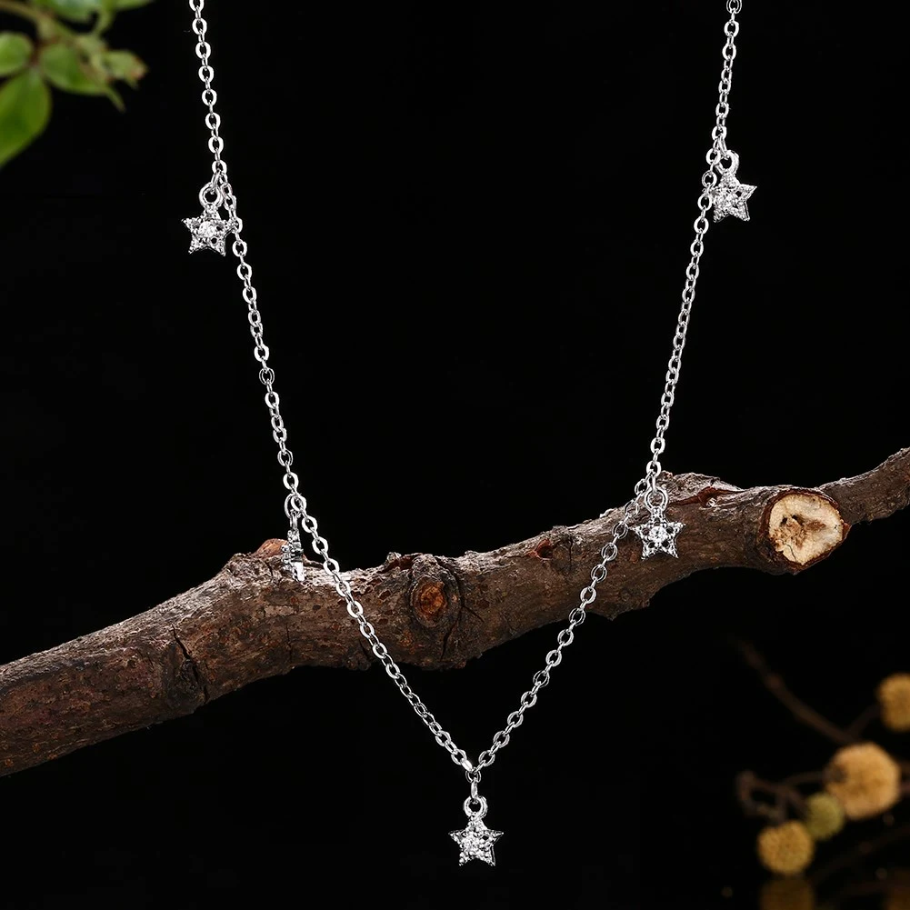 Summer Design Simple Sterling Silver Star Pendant Necklace