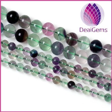 Natural Loose Gemstone Colorful Fluorite Round Beads