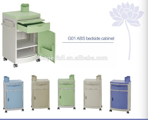 Hospital plastic drawer storage cabinet with castors