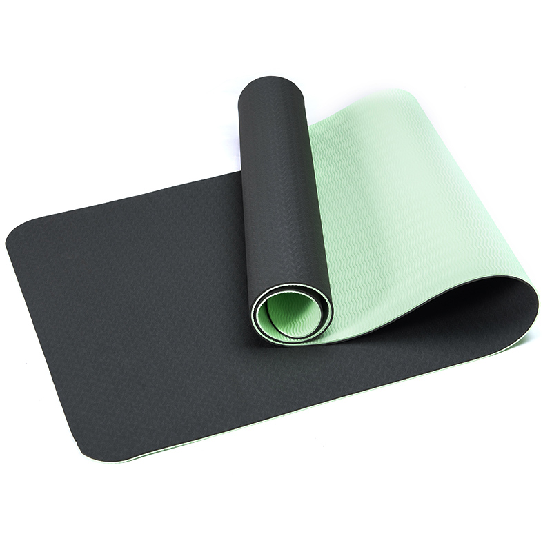 Custom tpe non-toxic non-slip durable Yoga Mat durable/latex-free non-skid exercise fitness green