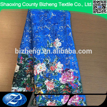 nigerian digital print cord lace fabric for evening dress