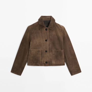 Women's short suede leather jacket