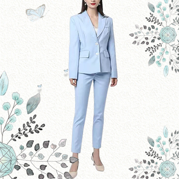 Light Blue Trouser Suits Sexy Office Business Ladies Jackets fashion suits for women
