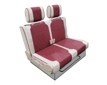 RV Foldable Double Caravan Seats with Fabric Cover and Rotatable Backrest for Camper-Van Bed Seating