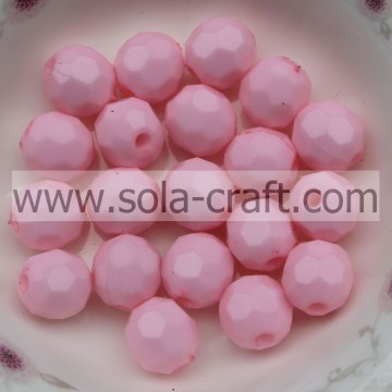 Schmuck Perlen machen Erkenntnisse 4MM Pink Dekoration Runde 32 Facettierte Perlen mit Acrylmaterial