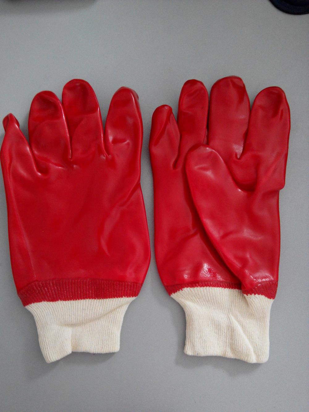 Red PVC work industrial chemical gloves