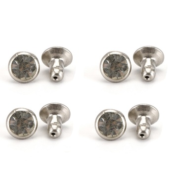 Punk Fashion Tubular Garment with Silver Crystal Strass Rivets and Rhinestone Decorative Brass Alloy