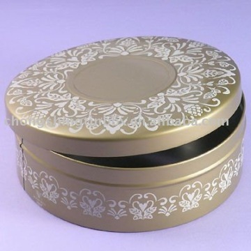 Round emboss biscuits tin box