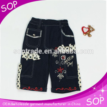 Fancy kid girl denim jeans wholesale