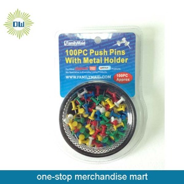 Push pins with metal holder