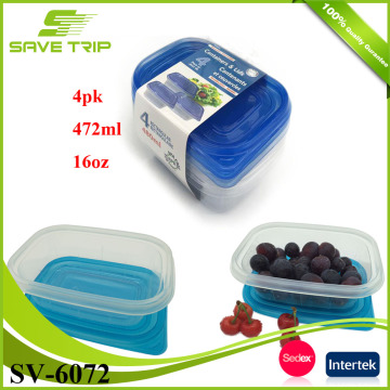 Food Grade Material Rectangle Plastic Food Storage Container Set