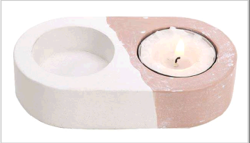 Solid Concrete Tea Light Holders in White Pink