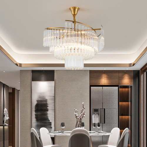 LEDER Glass Crystal Chrome Chandelier