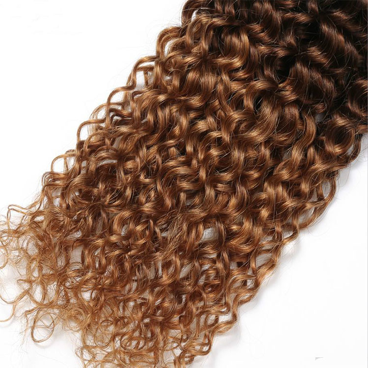 Hot Selling Brazilian Kinky Curly Hair Weave Ombre Color, Wholesale Virgin Human Hair Extension Bundles