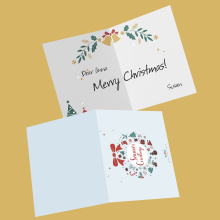 Custom Design Luxury White Cardboard Greetings - Folded Handwritten Christmas Cards