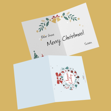 Custom Design Luxury White Cardboard Greetings - Folded Handwritten Christmas Cards