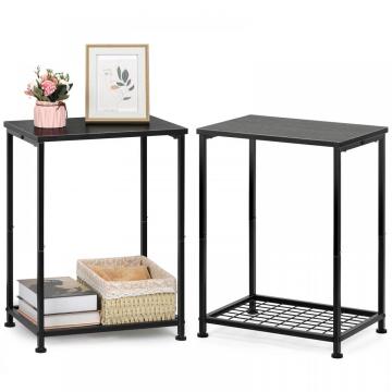 Industrial Slim Sofa Tables with Storage Shelf